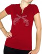 Pistolet strass - T-shirt femme Col V