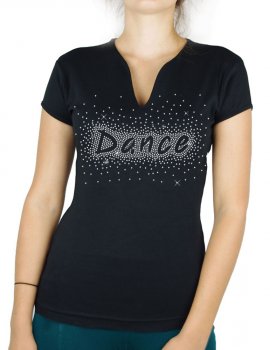 Danse éclaté strass - T-shirt femme Col V