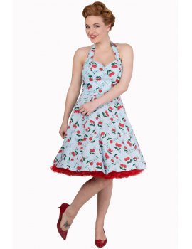 Robe - Cerise fond bleu