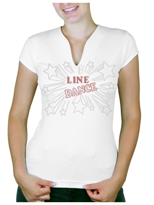 Line dance Etoiles - T-shirt femme Col V
