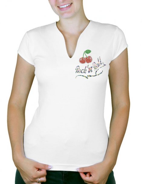 Cherry Rock'n Roll - Women's V-Neck T-shirt