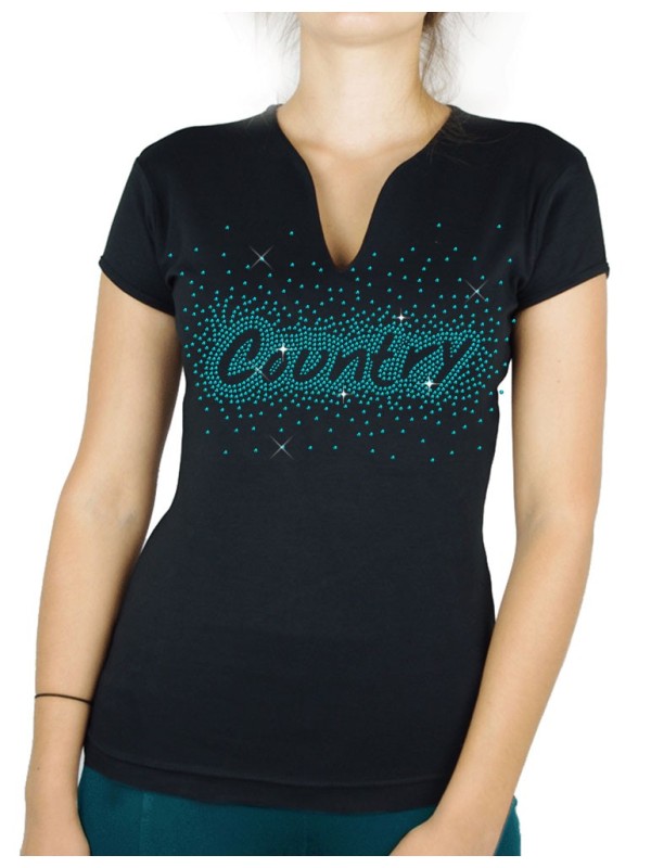 Country éclaté - T-shirt femme Col V