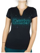 Country éclaté - T-shirt femme Col V