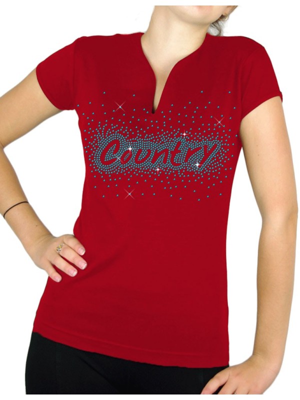 Country éclaté - T-shirt femme Col V