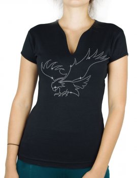 Aigle en chasse - T-shirt femme Col V