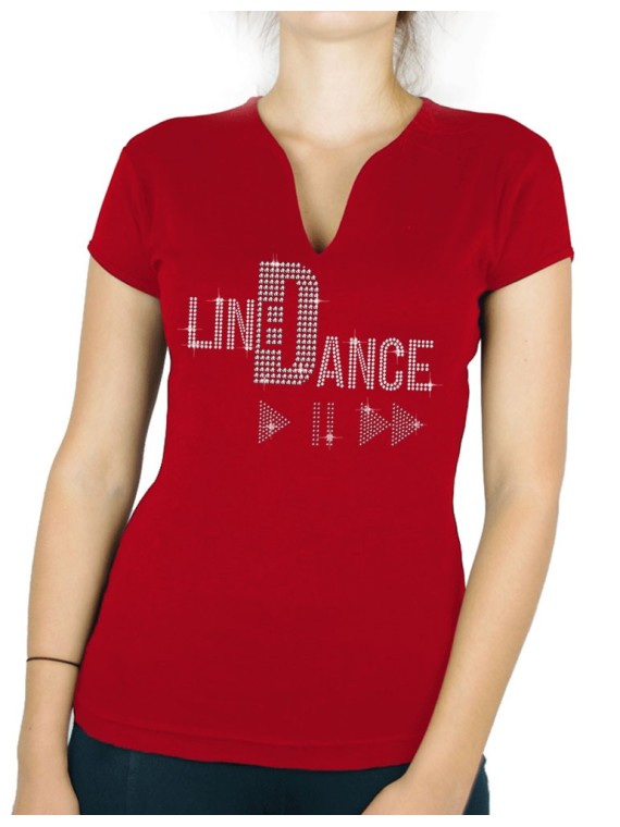 Line dance play - T-shirt femme Col V