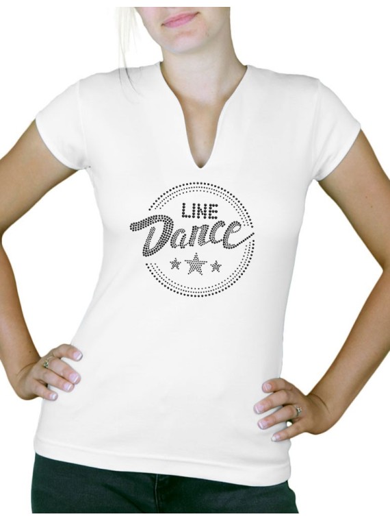 Macaron Line Dance épuré - T-shirt femme Col V
