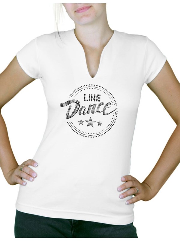 Macaron Line Dance épuré - T-shirt femme Col V