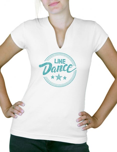 Macaron line dance épuré - T-shirt femme Col V