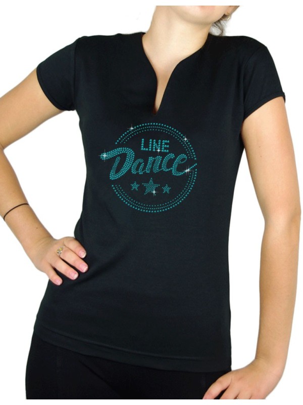 Macaron line dance épuré - T-shirt femme Col V
