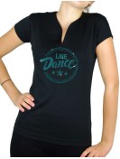 Macaron line dance épuré - T-shirt femme Col V