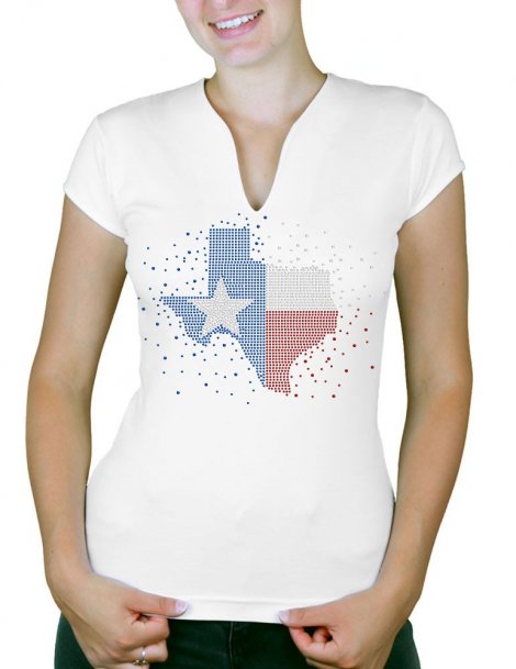 Texas éclaté - T-shirt femme Col V