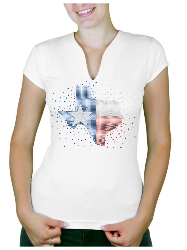 Texas éclaté - T-shirt femme Col V