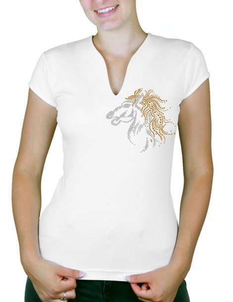 Cheval ébouriffé - T-shirt femme Col V