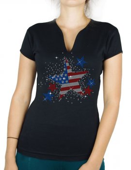 Etoile USA - T-shirt femme Col V