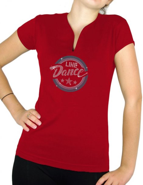 Macaron line dance - T-shirt femme Col V