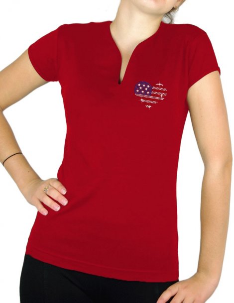 Petit Coeur USA - T-shirt femme Col V