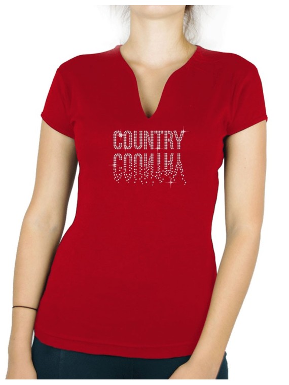 Country miroir - T-shirt femme Col V