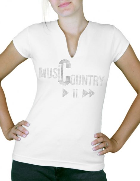 Country Music play - T-shirt femme Col V