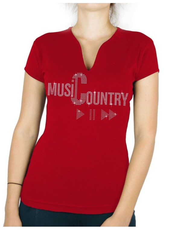 Country Music play - T-shirt femme Col V