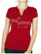 Country Music play - T-shirt femme Col V