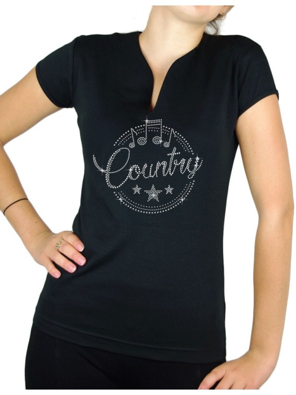 Macaron Country épuré - T-shirt femme Col V