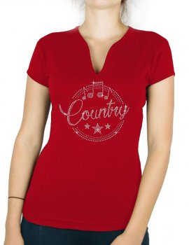 Macaron Country épuré - T-shirt femme Col V