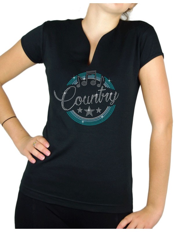 Macaron Country Turquoise - T-shirt femme Col V