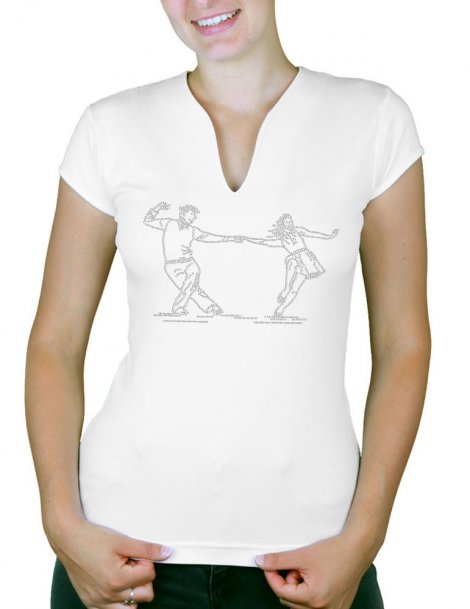 Danseurs Lindy hop - T-shirt femme Col V