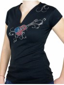 guitare usa arabesque - T-shirt femme Col V