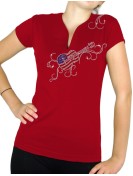 guitare usa arabesque - T-shirt femme Col V