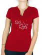 Macaron Rock'n Roll - T-shirt femme Col V