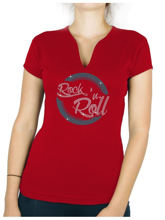 Macaron Rock'n Roll - T-shirt femme Col V