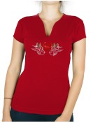 Hirondelles Roses - T-shirt femme Col V