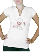 Bottes & arabesques - T-shirt femme Col V