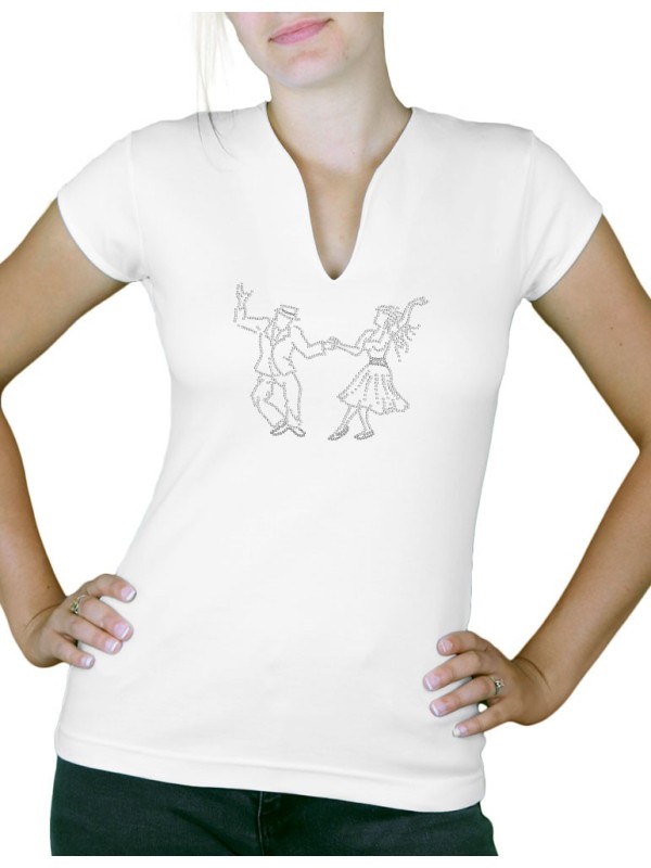 Danseurs Swing - T-shirt femme Col V