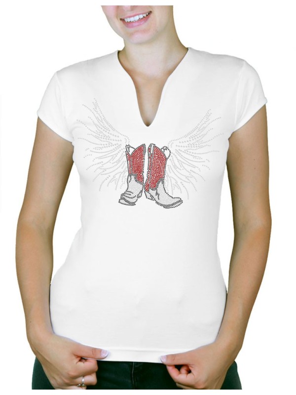 Bottes Ailées - T-shirt femme Col V