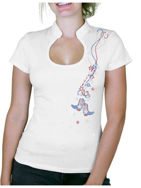 Guirlande USA - T-shirt femme Col Omega