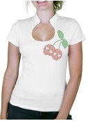 Cerises Tête de mort - T-shirt femme Col Omega