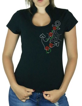 Ancre Marine Rock - T-shirt femme Col Omega