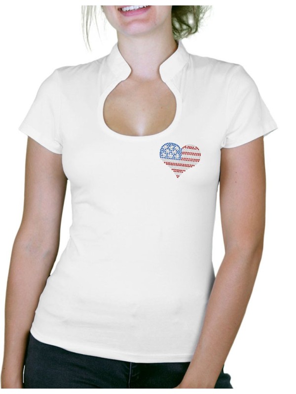 Petit Coeur USA - T-shirt femme Col Omega