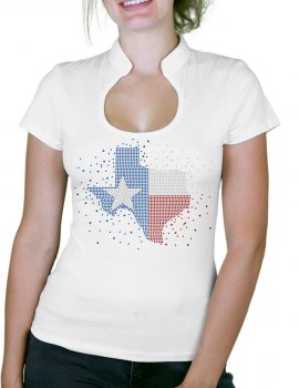 Texas en strass éclaté - T-shirt femme Col Omega