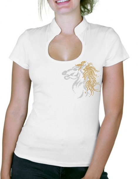 Cheval ébouriffé - T-shirt femme Col Omega