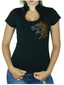 Cheval ébouriffé - T-shirt femme Col Omega