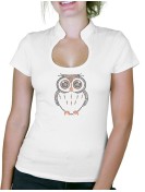Hibou Strass - T-shirt femme Col Omega