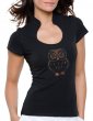 Hibou Strass - T-shirt femme Col Omega