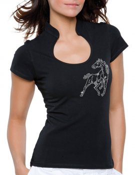 Cheval - T-shirt femme Col Omega