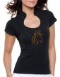 Poney Strass - T-shirt femme Col Omega