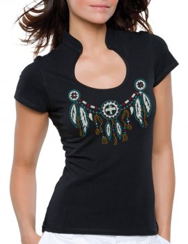 Collier Indien - T-shirt femme Col Omega