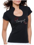 Cowgirl Hat & Boot - T-shirt femme Col Omega